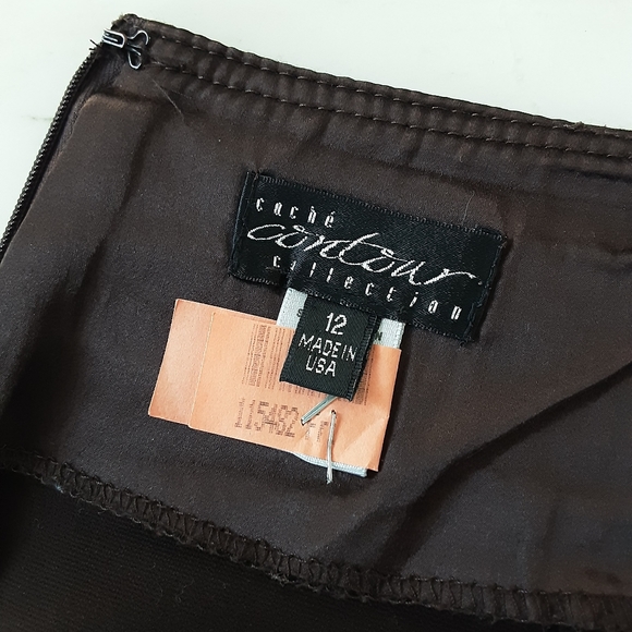CACHA CONTOUR COLLECTION BROWN A-LINE SKIRT SZ 12 - Picture 5 of 5